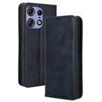 XINNI Motorola Edge 50 Pro için Koruyucu Telefon Kılıfı, PU/TPU Vintage Kapaklı Deri Darbeye Dayanıklı Kılıf, Manyetik Kitap Tarzı Cüzdan, Mavi