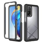 XINNI Xiaomi Mi 10T Pro/10T 5G kılıfı, 360 derece darbeye dayanıklı, tümüyle koruma, dahili ekran koruyuculu, sağlam tampon, dış mekan kaplaması, siyah