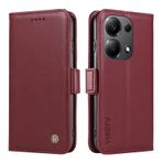 XINNI Xiaomi Poco M6 Pro 4G/Redmi Note 13 Pro 4G, PU/TPU Basit Kapaklı Deri Darbeye Dayanıklı Manyetik Kitap Tarzı Cüzdan, Şarap Kırmızısı