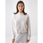 Xint Kadın Beyaz Modal Karışımlı Oversize Sweat Mont - XL