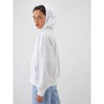 Xint Kadın Beyaz Pamuk Dokulu Oversize Sweat Mont