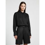 Xint Kadın Siyah %100 Keten Oversize Gömlek - XS