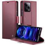 XINYEXIN Kılıf Xiaomi Redmi Note 12 Pro 5G / Poco X5 Pro 5G için Kılıf Deri Cüzdan Kılıfı Kitap Tipi Folio Flip Case 3 Yuvası Kart Tutucu Manyetik Kapak - Şarap