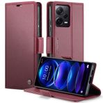 XINYEXIN Kılıf Xiaomi Redmi Note 12 Pro Plus 5G / 12 Pro+ 5G için Kılıf, Deri Cüzdan Kılıfı, Kitap Tipi Folio Flip Case 3 Yuvalı Kart Tutucu Manyetik Kapak - Şarap