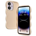 XINYEXIN Xiaomi Poco M6 4G / Redmi 13 4G için Sıvı Silikon Kılıf, Dalga Çerçeve Kıvırcık Şekilli Sevimli Koruyucu Kılıf Yumuşak Darbeye Dayanıklı Tampon Kapağı - Beyaz