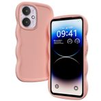XINYEXIN Xiaomi Poco M6 4G / Redmi 13 4G için Sıvı Silikon Kılıf, Dalga Çerçeve Kıvırcık Şekilli Sevimli Koruyucu Kılıf Yumuşak Darbeye Dayanıklı Tampon Kapağı - Pembe