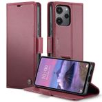 XINYEXIN Xiaomi Redmi 12 4G için deri kılıf deri kapaklı kılıf cep telefonu kılıfı katlanır kılıf kapak 3 kart bölmeli çanta stant mıknatıslı folyo koruyucu kılıf - şarap