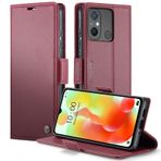 XINYEXIN Xiaomi Redmi 12C için Kılıf Premium Deri Cüzdan Kılıf 3 Kart Yuvalı Manyetik Kapaklı Kılıf Kitap Folio Kapak - Şarap