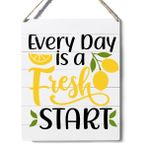 Xiolcxdr Mutfak Limon Tabelası Çiftlik Evi Every Day is a Fresh Start Ahşap İşaret Plak Duvara Asılan Posterler Sanat Eseri 25 cm x 20 cm Mükemmel Ev Dekorasyonu