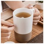 xiuling4568 Retro Yaratıcı Süt Fincan Büyük Kapasiteli Kumtaşın Kahve Kupa Ofis ve Ev Çay Bardağı, Meyve Suyu Süt için Çok Uygun 500 ml(Beyaz)