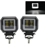 Xiyu Shop 2X Beyaz Stil 3Iw Led Çalışma Işıkları Su Geçirmez Kare Angel Eyes Sürüş Bölmeleri Offroad Araba Tekne Led Bar Işık Atv 6500K (Yurt Dışından) - Renkli