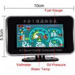 Xiyu Shop 4'ü 1 Arada Ölçü Stili Gösterge Paneli Evrensel LCD Araba Dijital Alarm Ölçer Voltmetre Yağ Basıncı Yakıt Su Sıcaklığı 12V Voltitro Coche Volt Için (Yurt Dışından)