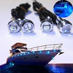 Xiyu Shop 4x Mavi LED Tekne Işığı Gümüş Su Geçirmez Sualtı Fit Seadoo Gtx Waverunner Yüksek Parlaklık Ortam Işığı (Yurt Dışından) - araba atmosfer ışığı - Renkli