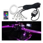 Xiyu Shop 5'i 1 Arada USB Stili 5'i 1 Arada USB Rgb LED Atmosfer Araba Işık Iç Ortam Işığı Fiber Optik Şeritler Uygulama Kontrolü Dıy Müzik 8m Fiber Optik Bant ile Işık