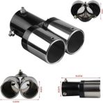 Xiyu Shop C Stili Çift Çıkışlı Araba Egzoz Ucu Paslanmaz Çelik Eğimli Haddelenmiş Kenar Oto Susturucu Susturucu Evrensel Siyah + Gümüş Araba Dış Malzemeleri (Yurt Dışından)
