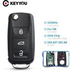 Xiyu Shop Keyyou Flip Katlanır Uzaktan Araba Anahtarlık Volkswagen Vw Tiguan Golf Passat Polo Jetta Beetle Hella 434MHZ Idkad (Yurt Dışından)