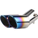 Xiyu Shop No.7 Tarzı Evrensel Oto Susturucu Susturucu Çift Çıkışlı Araba Egzoz Ucu Paslanmaz Çelik Eğimli Haddelenmiş Kenar Blacksilver Anti-Direnç Repai (Yurt Dışından)