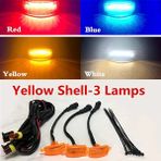 Xiyu Shop Siyah 3 Lamba Stili Sarı 3 Lamba Araba Ön Izgara Işıkları Suv Pikap Gündüz Çalışan Lamba Otomatik Modifiye Sürüş LED Kartal Göz Işığı Raptor Tarzı Aksesuarlar (Yurt Dışından) - araba atmosfer ışığı - Renkli
