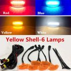 Xiyu Shop Siyah 4 Lamba Stili Sarı 6 Lamba Araba Ön Izgara Işıkları Suv Pikap Gündüz Çalışan Lamba Otomatik Modifiye Sürüş LED Kartal Göz Işığı Raptor Tarzı Aksesuarlar (Yurt Dışından) - araba atmosfer ışığı - Renkli