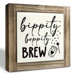 XJCUG Bippity Boppity Ahşap Plak Tabelası, Kutu Ahşap Plaketler Masa Dekoru, Rustik Ahşap Sehpa Tabelası, Mutfak Ev Dekoru, Masa Üstü Dekor Tabelası, Kahve Severler Hediyesi, Disney Lover Hediyesi 5,9 × 5,9