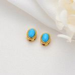 XJHWD 4 adet 12mm DIY taş bakır kaplama renk kakma turquois Metal alaşım Spacer boncuk takılar takı yapımı kolye bilezikler