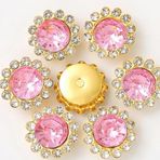 XJSDI 50 adet 16mm yuvarlak güneş çiçek dikmek Rhinestones kristaller üzerinde dikmek Metal pençe ayarları elbise elbise ayakkabı çanta dekorasyon