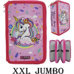 Xl Jumbo Model Unicorn Bahar Kalem Kutusu Organizer Kalemkutu 3 Bölmeli Kalemlik Pembe