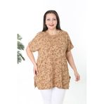 XL Modam KADIN ÖN KABARTMA DESEN BEJ BÜYÜK BEDEN TUNİK