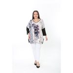 XL Modam XLMODAM KADIN LİKRALI VİSKON DİJİTAL BASKILI V YAKA BÜYÜK BEDEN TUNİK