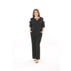 xlargebutik BÜYÜK BEDEN GİYİM ESNEK SİYAH AYROBİN KUMAŞ TAKIM ŞIK VE RAHAT