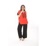 xlargebutik BÜYÜK BEDEN GİYİM KIRMIZI LİKRALI AYROBİN KUMAŞ TAKIM