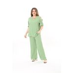 xlargebutik BÜYÜK BEDEN GİYİM SU YEŞİLİ ESNEK AYROBİN KUMAŞ TAKIM