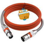 XLR Kablo 1 Ayaklar, Premium XLR Mikrofon Kablosu, Ağır Hizmet Tipi 22AWG OFC XLR Erkekten Dişi Kabloya, Çinko Alaşımlı Konnektörler, Metal Yay SR, Turuncu