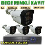 XM Pro 4 Kameralı Insan Araç Yüz Algılayan Gece Renkli Gösteren Çok Kibar Kasa Güvenlik Kamera Seti