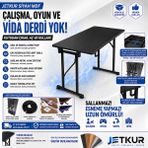 XMAX Jetkur Siyah Mdf Bilgisayar Oyuncu Masası Sallanmaz Metal Ayaklı - Vida Derdi Yok - 120 X 70