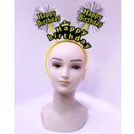 Xnews Happy Birthday Püsküllü Neon Sarı Renk 22x19 cm Doğum Günü Tacı