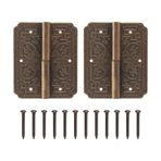 Xnferty 2 takım bronz menteşe Vintage katlanır menteşeler dekoratif antika pirinç menteşeler Vintage elemanları bronz mobilya dolap kapı menteşeler