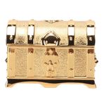 Xnferty Vintage Hazine Sandığı Kutusu Retro Büyük Kapasiteli Dayanıklı Altın Renk Retro Tarzı Çinko Alaşım Çizilmeye Dayanıklı Küçük Mücevher Kutusu Yüzükler için Küpe Kolye(S)