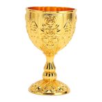 Xnferty Vintage Şarap Kadehi Pirinç Sunak Bardak Şarap Dolabı Süsleri Metal Kabartmalı Şarap Bardağı Vintage Çiçek Desen Zarif Detaylar Ev Dekorasyonu için Metal Şarap Bardağı(Altın)