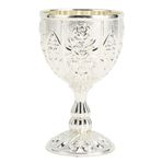 Xnferty Vintage Şarap Kadehi Pirinç Sunak Bardak Şarap Dolabı Süsleri Metal Kabartmalı Şarap Bardağı Vintage Çiçek Desen Zarif Detaylar Ev Dekorasyonu için Metal Şarap Bardağı(Gümüş)