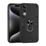 XNYTYKDT Vivo V50 Lite Telefon Kılıfı ile Uyumlu Destek Çubuğu ve Darbeye Dayanıklı Askeri Sınıf Düşmeye Dayanıklı Koruma Sağlam Koruyucu Kılıf PC Mat Dokulu Sağlam Tampon Kılıfları ZY (SİYAH)