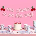 xo, Fetti Ma Cherie Is On The Way Banner - Pembe Parıltı, 4,5 ft | 3D Kiraz Çelenk, Baby Shower Dekorasyonu, Darling Akordeon Parti Tabelası, Hamilelik Duyurusu Fotoğraf Çekimi Arka Planı