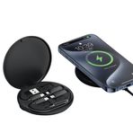 XO Kablosuz Şarj Cihazı ve Dönüştürücü Kit, 15W Kablosuz Çıkış, USB-C PD ve QC3.0 Destekli, USB to Type-C, Lightning to Type-C, Micro to Type-C, Sim Kart Yuvaları, CX031 (Siyah)