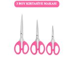 xolo 3 Adet Pembe Ofis Kırtasiye Makası Çok Amaçlı Makas 10 11 13 Cm Mini Makas Kağıt El İşi Makası XS134