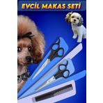 xolo Ekonomik Seri Kedi Köpek Tıraş Makas Seti Pvc Kuyruklu Taraklı Pet Kuaför Seti 3lü Set