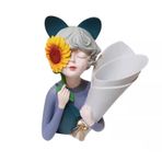 XOVP-023 Sanat Dekoratif Vazo Dekorasyon Ev Oturma Odası Yemek Masası, Kurutulmuş Çiçekler, Fuaye, TV Dolabı Dekorasyonu, Oturma Odası, Çalışma Odası, Ofis Süsleme Heykelcik (Mor)