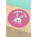 Xox Shops Thank You Yazılı Tavşanlı Ambalaj Kargo Paketleme Etiketi Kuşe- 90 Adet - ST2228 - 3cm x 3cm