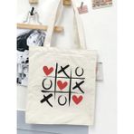 Xoxo Kiss, Yk2 Bez Çanta, Pinterest Çanta,Retro Unisex Bez Çanta Tote Bag, Shopper Bag - 10D-Krem