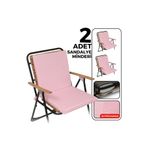 XPERMATE 2’li Arkalıklı Sandalye Minderi Fermuarlı Bağcıklı Yıkanabilir Su Yağ İtici Bahçe Balkon 40x40 Pembe