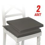 XPERMATE 2'li Sandalye Minderi Su İtici Kumaş 40x40 cm Sünger Sandalye Minderi Bağcıklı (Antrasit)